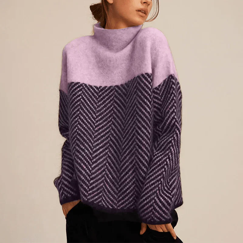 Knitted Women's Jumper with High Collar – Soft, Warm and Modern Design