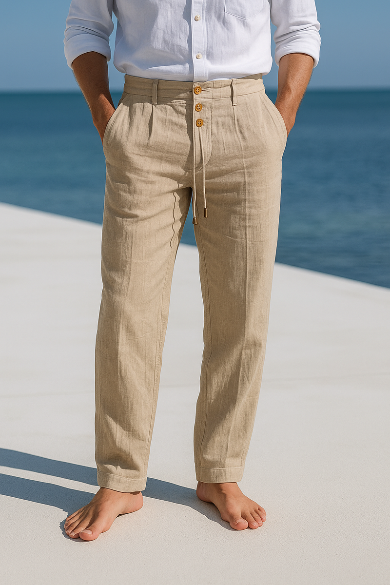 Men's Linen Trousers with Straight Fit and Breathable Summer Comfort