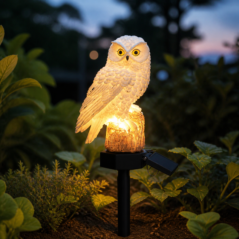 Solar Owl Garden Stake Light with Warm Ambient Glow
