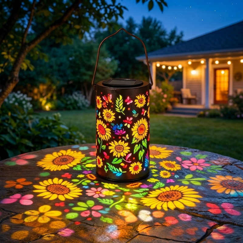 Solar Floral Projection Garden Lantern