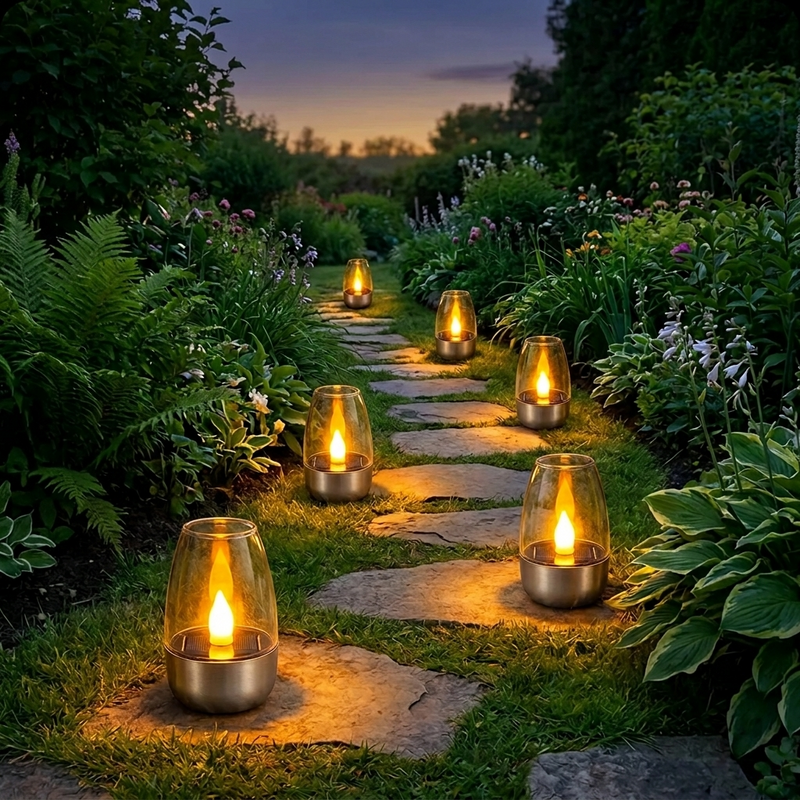 Solar Flickering Candle Light with Automatic Dusk Sensor