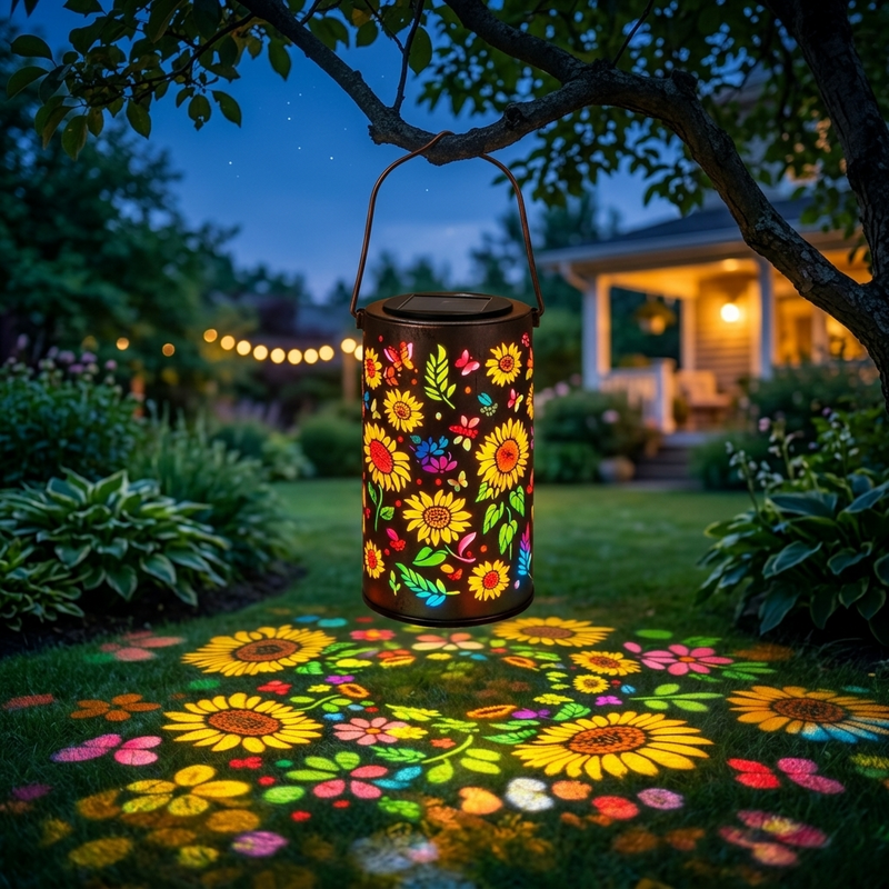Solar Floral Projection Garden Lantern