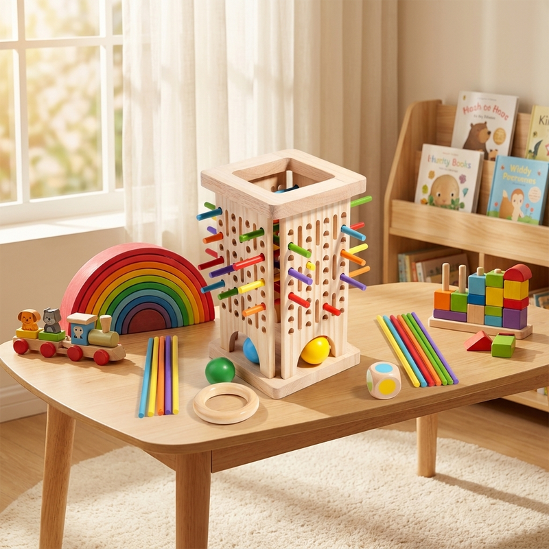 3-in-1 Wooden Colour Matching & Dexterity Game for Children