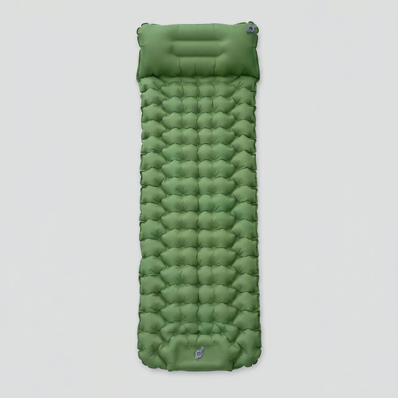 Inflatable Camping Sleeping Mat with Built-In Foot Pump & Pillow