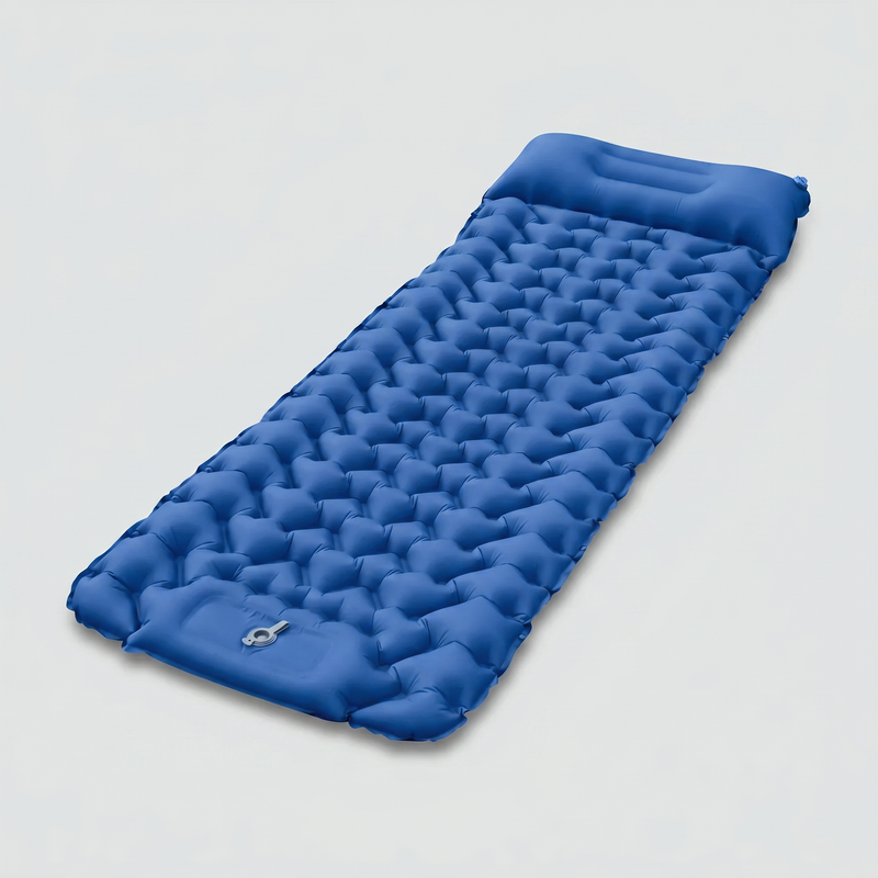 Inflatable Camping Sleeping Mat with Built-In Foot Pump & Pillow