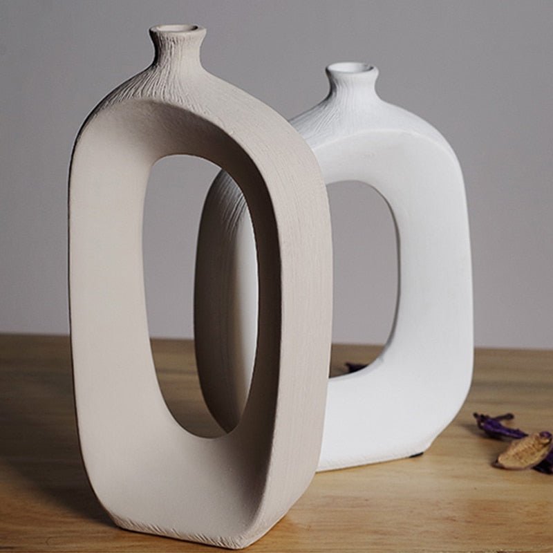 Abstract Hollow Arch Ceramic Vase with Nordic Design