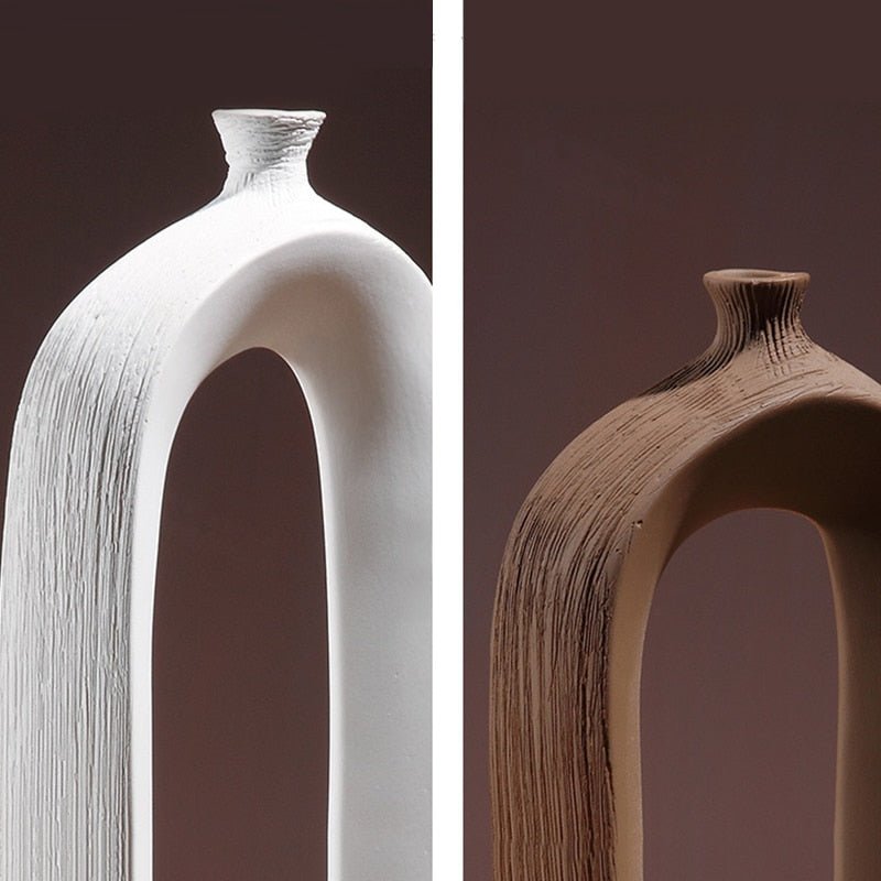 Abstract Hollow Arch Ceramic Vase with Nordic Design