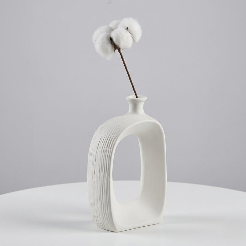 Abstract Hollow Arch Ceramic Vase with Nordic Design