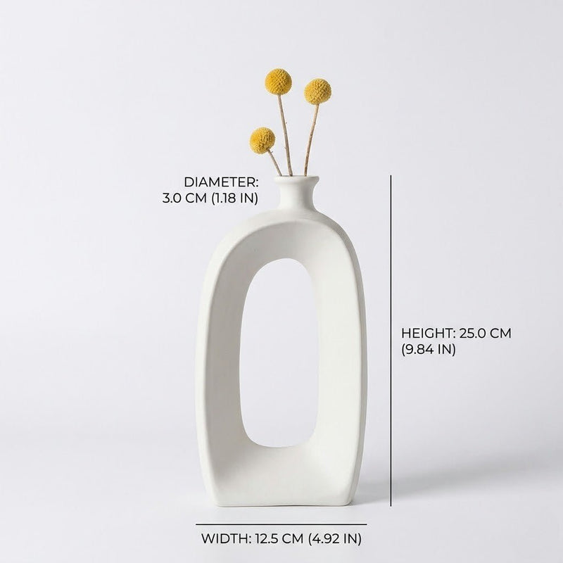 Abstract Hollow Arch Ceramic Vase with Nordic Design