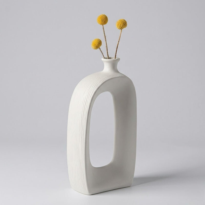 Abstract Hollow Arch Ceramic Vase with Nordic Design