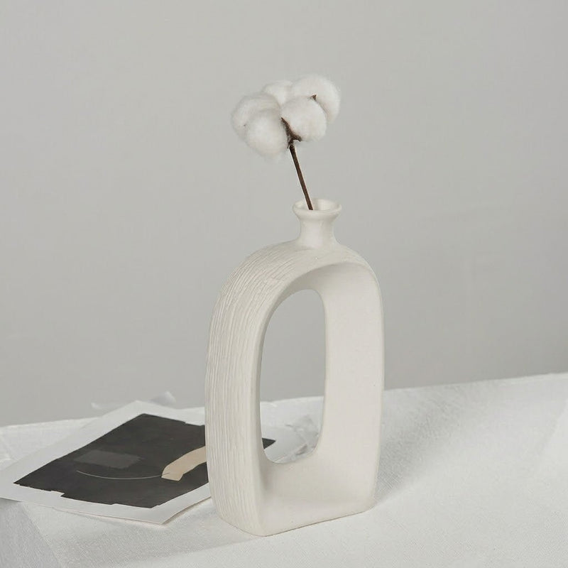 Abstract Hollow Arch Ceramic Vase with Nordic Design
