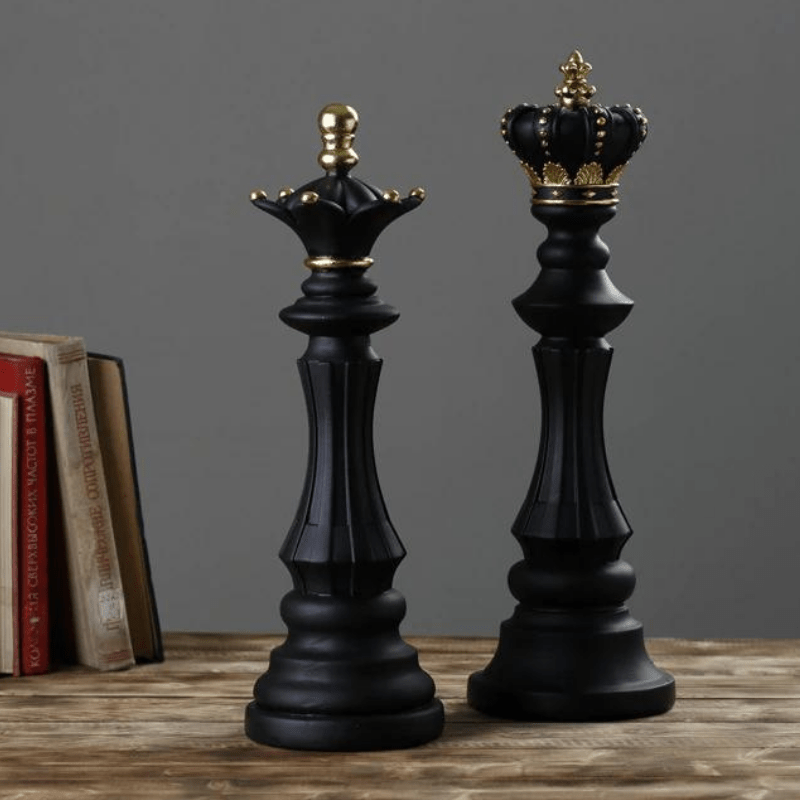 Oversized Chess Piece Resin Sculpture with Gold Details