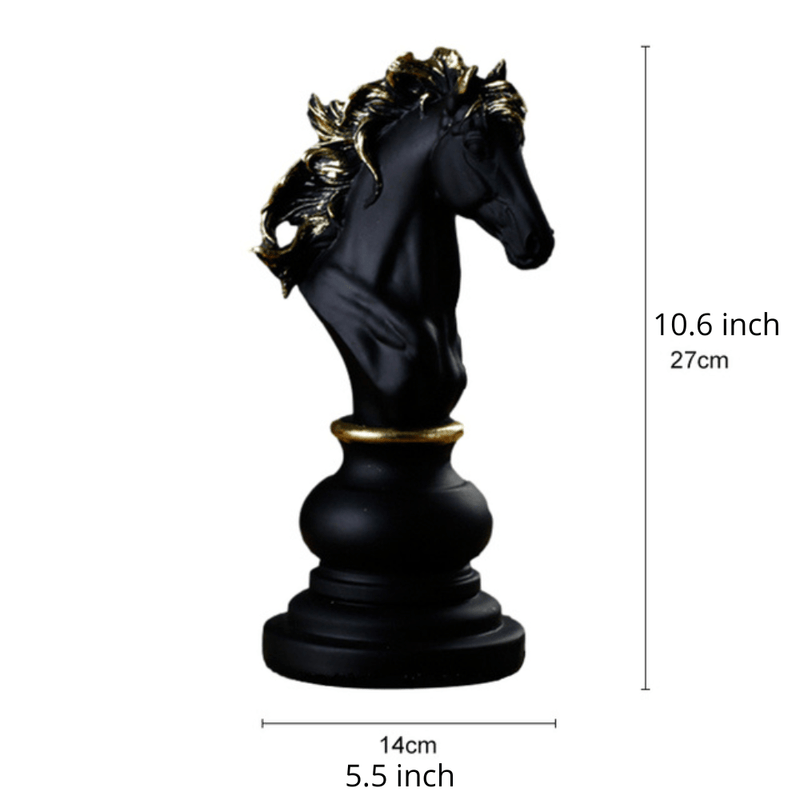 Oversized Chess Piece Resin Sculpture with Gold Details