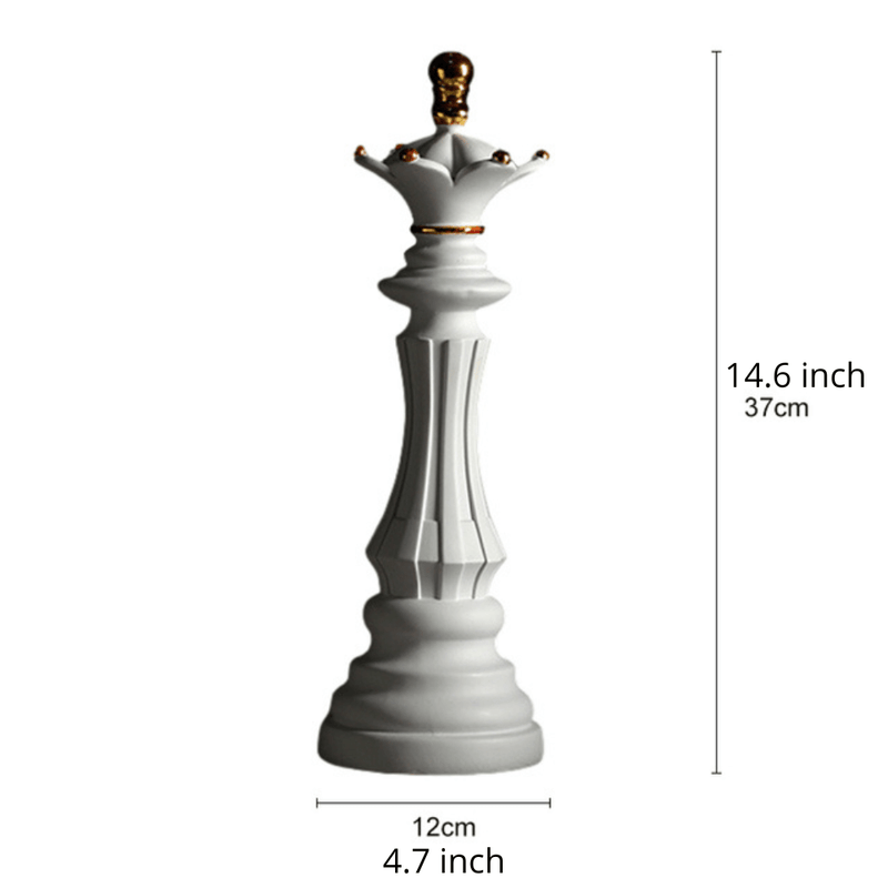 Oversized Chess Piece Resin Sculpture with Gold Details