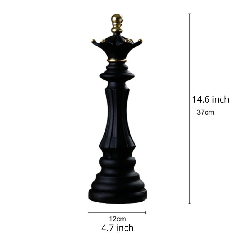 Oversized Chess Piece Resin Sculpture with Gold Details