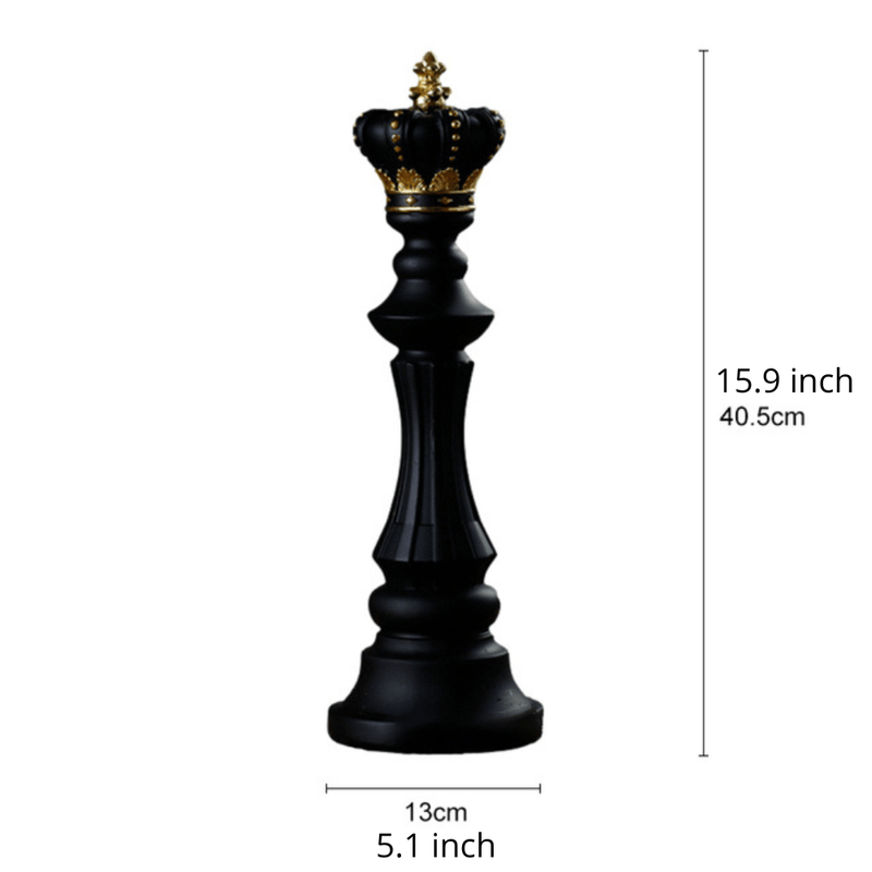 Oversized Chess Piece Resin Sculpture with Gold Details
