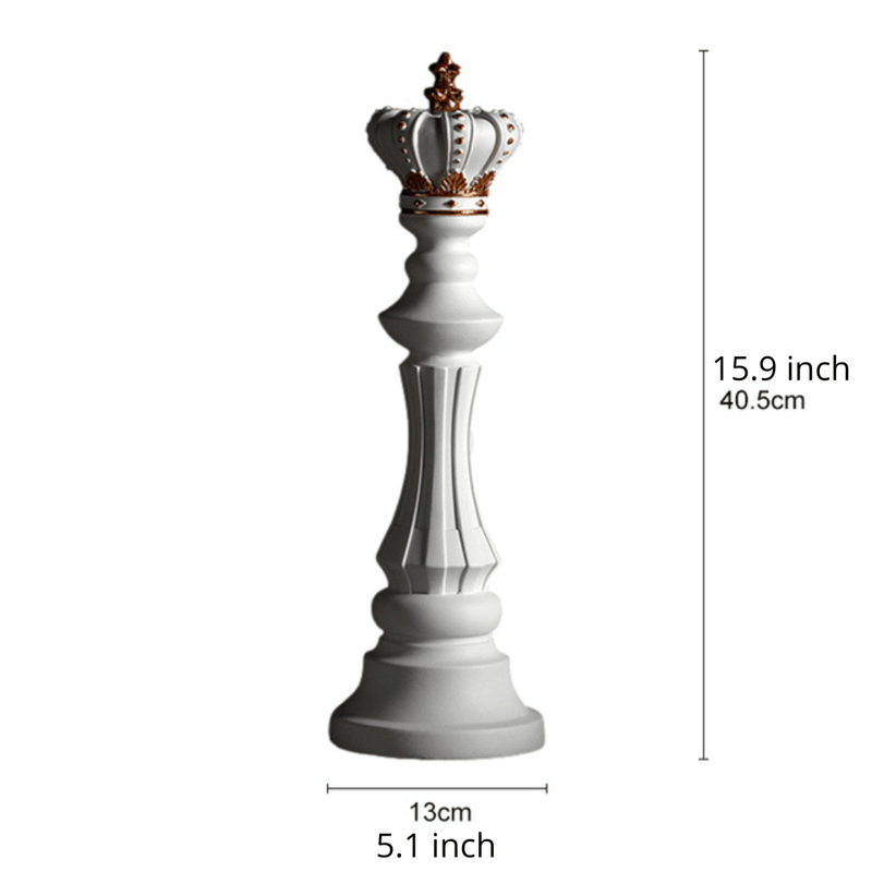 Oversized Chess Piece Resin Sculpture with Gold Details