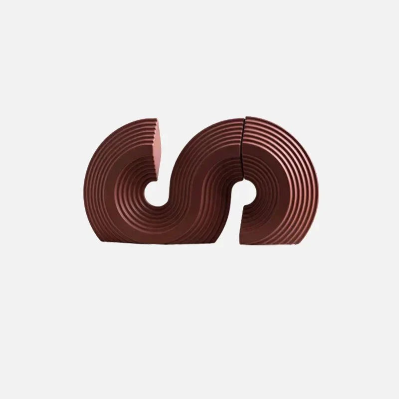 Sculptural Ribbed Ceramic Arch Bookends Two-Piece Set