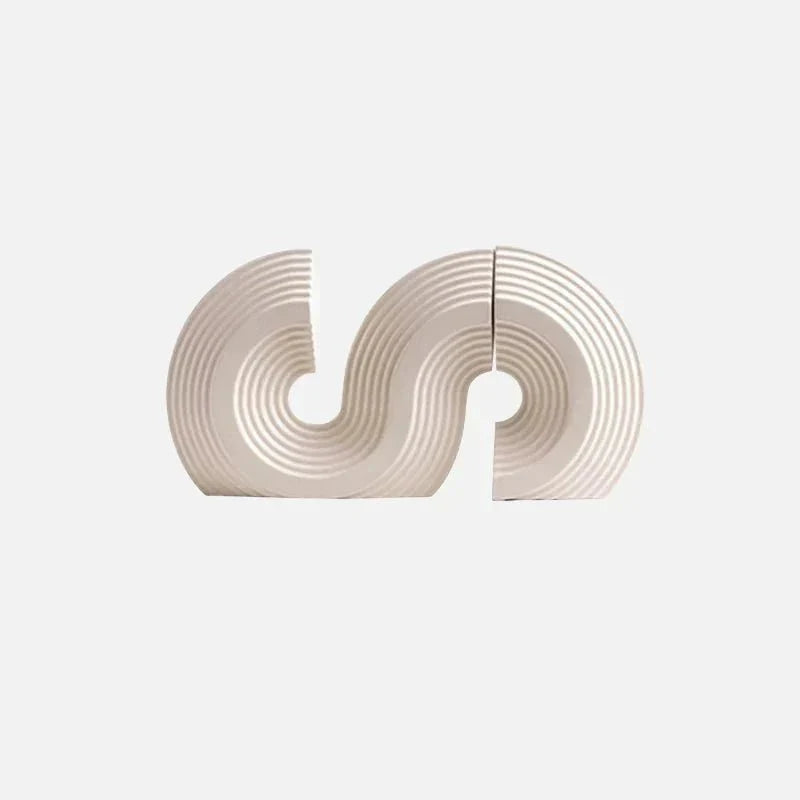 Sculptural Ribbed Ceramic Arch Bookends Two-Piece Set