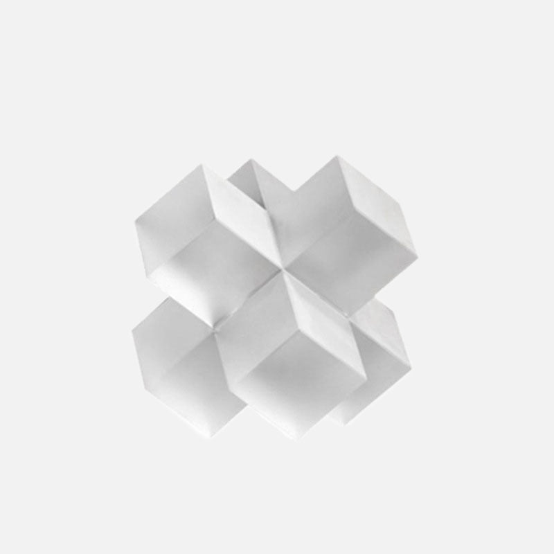 Geometric Interlocking Crystal Cube Sculpture and Paperweight