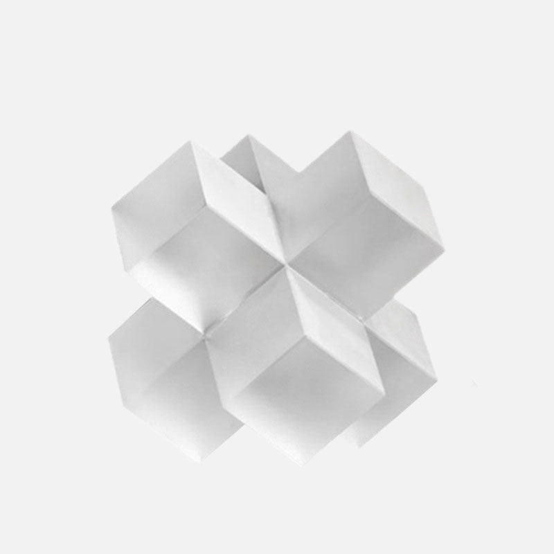 Geometric Interlocking Crystal Cube Sculpture and Paperweight