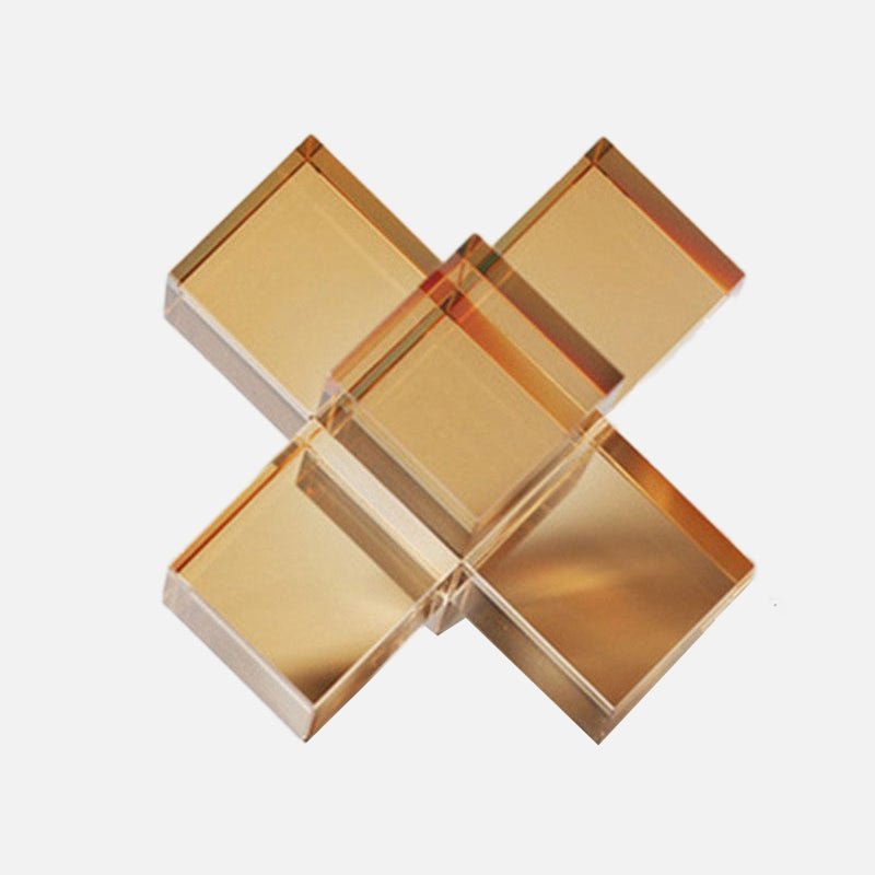 Geometric Interlocking Crystal Cube Sculpture and Paperweight