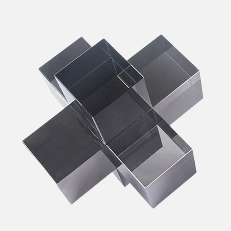 Geometric Interlocking Crystal Cube Sculpture and Paperweight