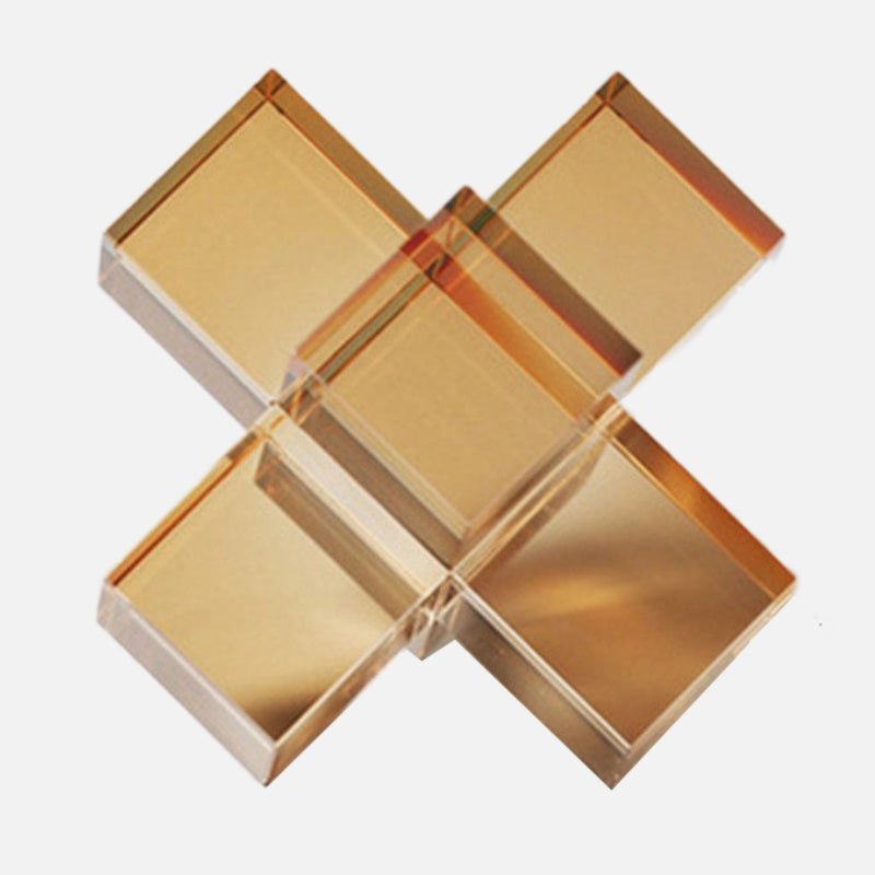 Geometric Interlocking Crystal Cube Sculpture and Paperweight