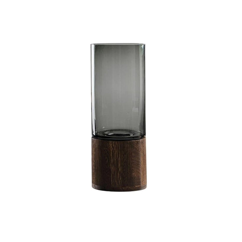 Modern Wood and Acrylic Cylindrical Flower Vase