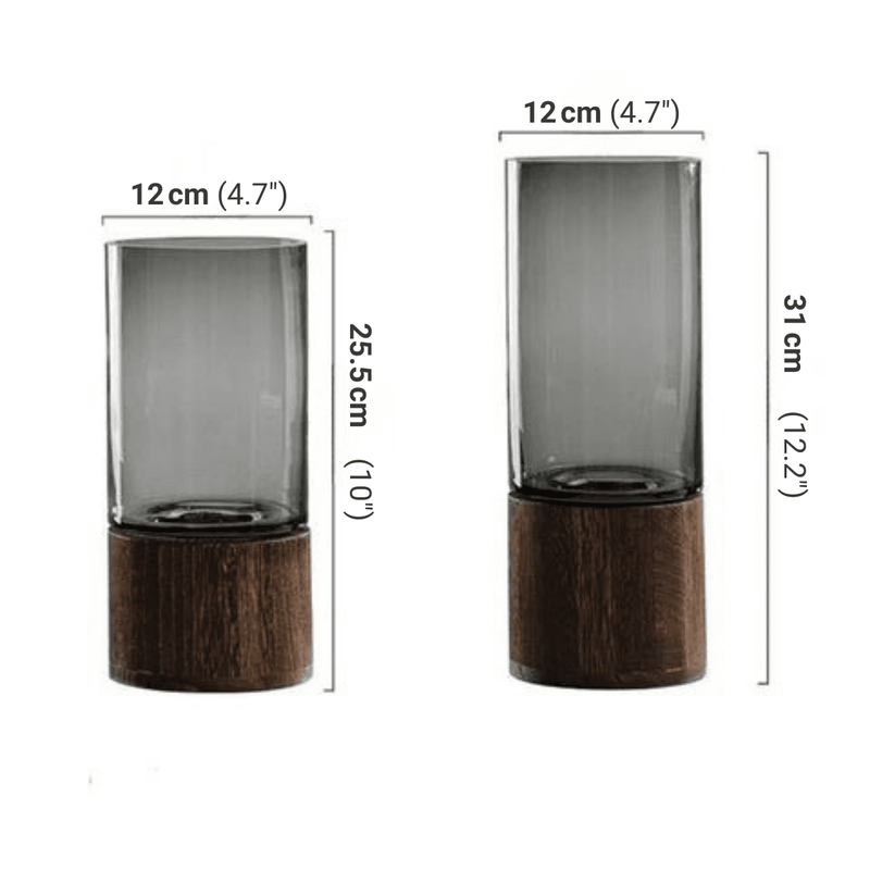 Modern Wood and Acrylic Cylindrical Flower Vase