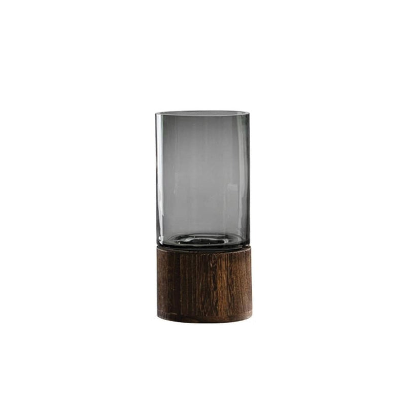 Modern Wood and Acrylic Cylindrical Flower Vase