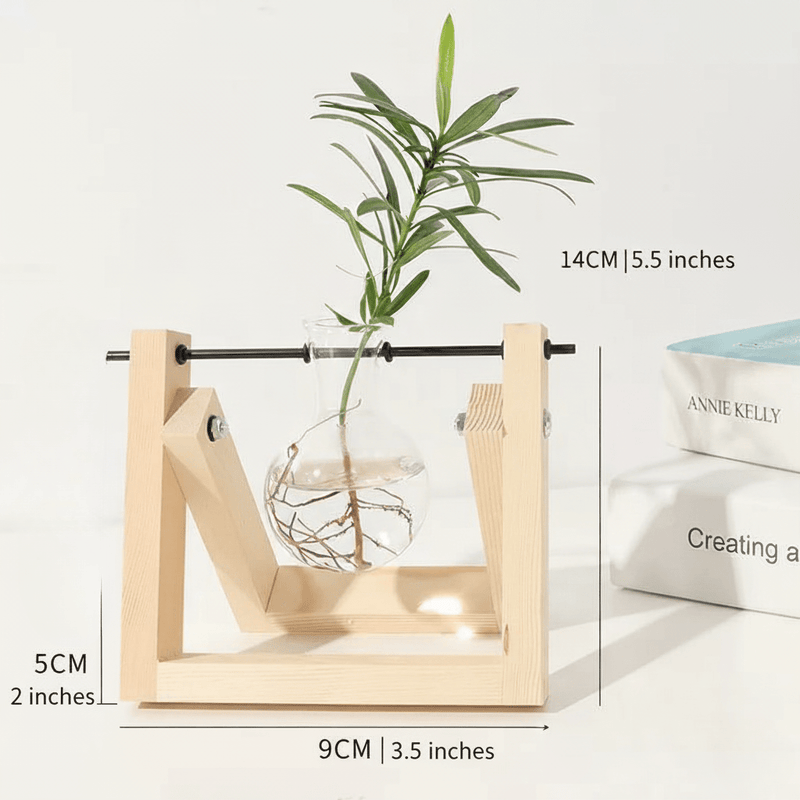 Wooden Plant Propagation Station with Clear Glass Vases