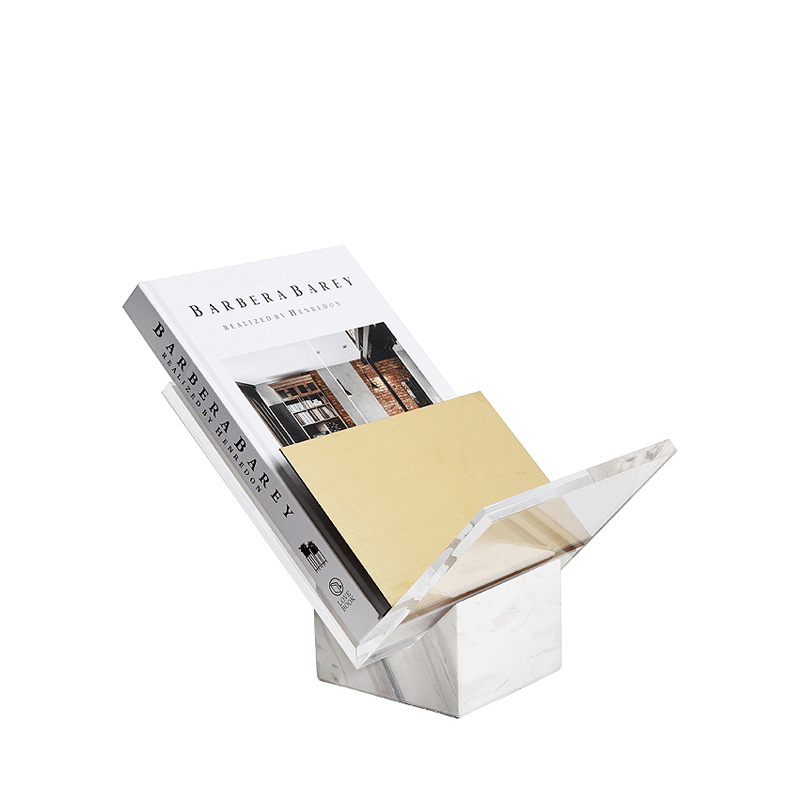 Modern Marble and Clear Acrylic Book Display Stand