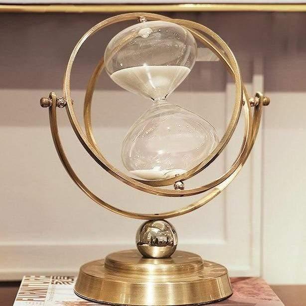 Rotating Metal Gimbal Hourglass Sand Timer with Stand