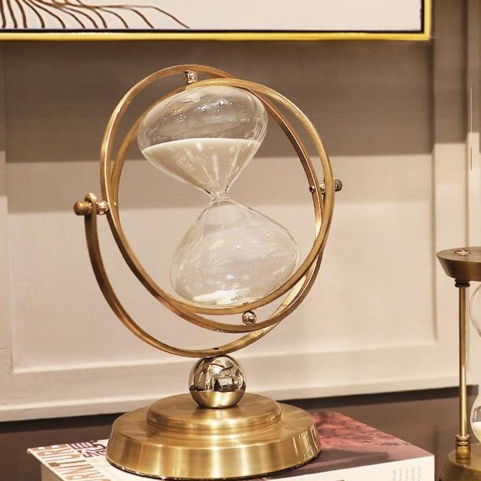 Rotating Metal Gimbal Hourglass Sand Timer with Stand