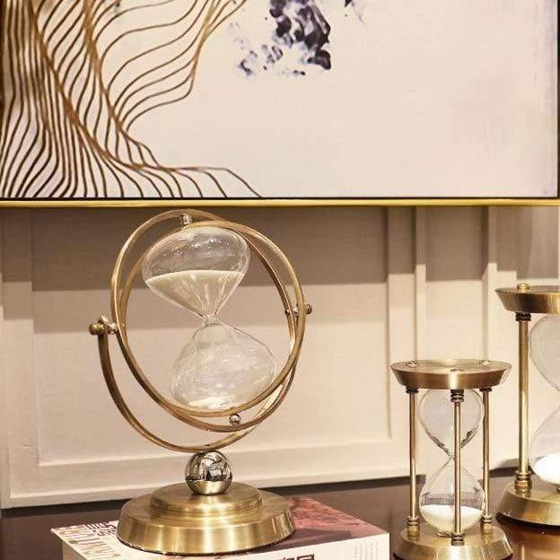 Rotating Metal Gimbal Hourglass Sand Timer with Stand