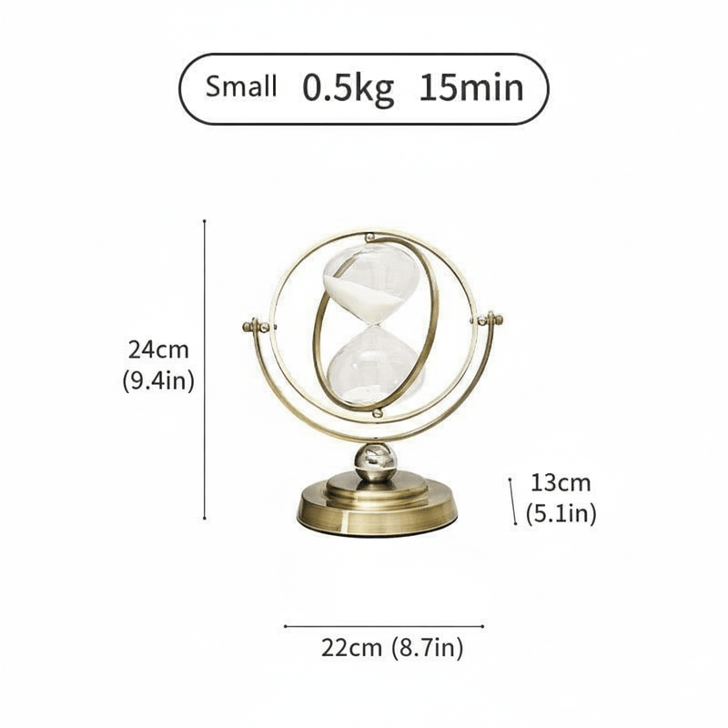 Rotating Metal Gimbal Hourglass Sand Timer with Stand