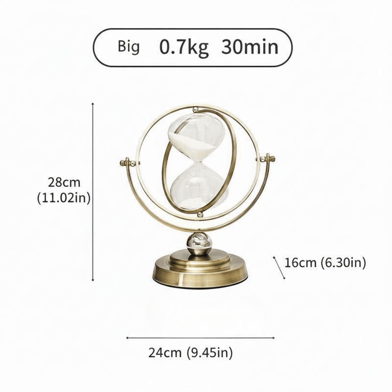 Rotating Metal Gimbal Hourglass Sand Timer with Stand