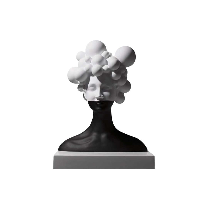 Abstract Female Resin Bust Sculpture with Bubble Hair Design