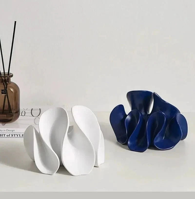 Abstract Flowing Petal Resin Sculpture and Decorative Bookend