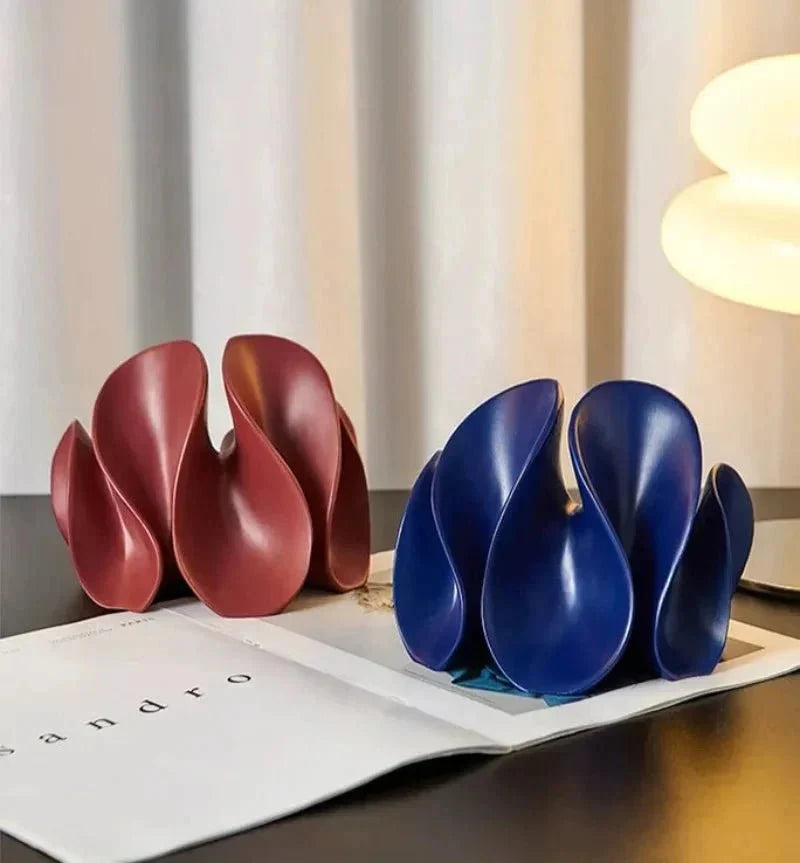 Abstract Flowing Petal Resin Sculpture and Decorative Bookend