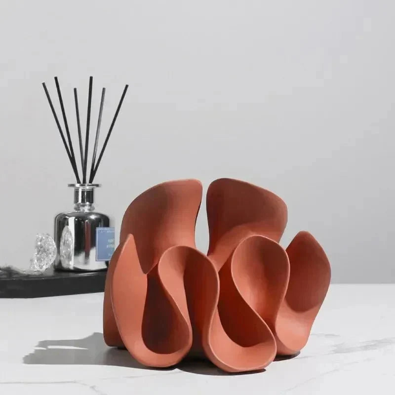 Abstract Flowing Petal Resin Sculpture and Decorative Bookend