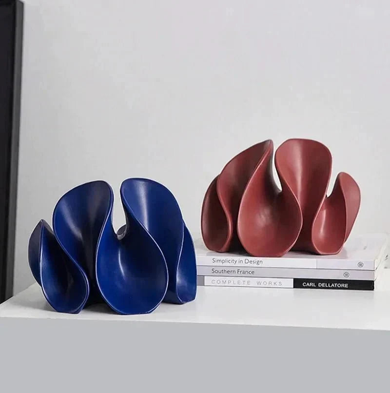 Abstract Flowing Petal Resin Sculpture and Decorative Bookend