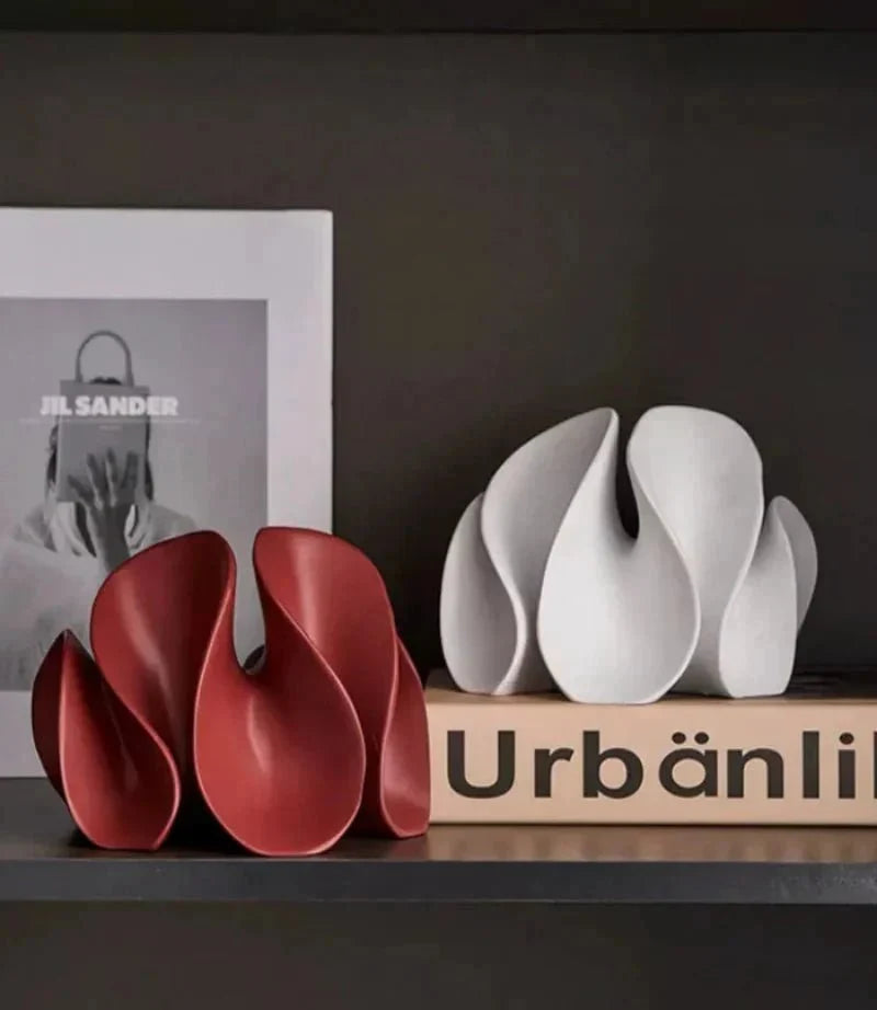 Abstract Flowing Petal Resin Sculpture and Decorative Bookend
