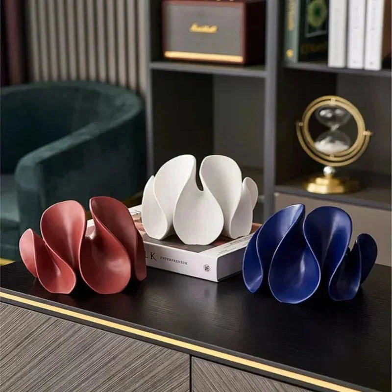 Abstract Flowing Petal Resin Sculpture and Decorative Bookend