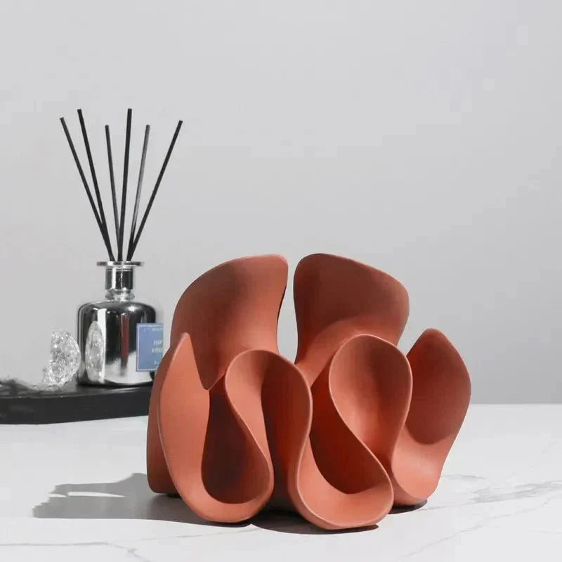 Abstract Flowing Petal Resin Sculpture and Decorative Bookend