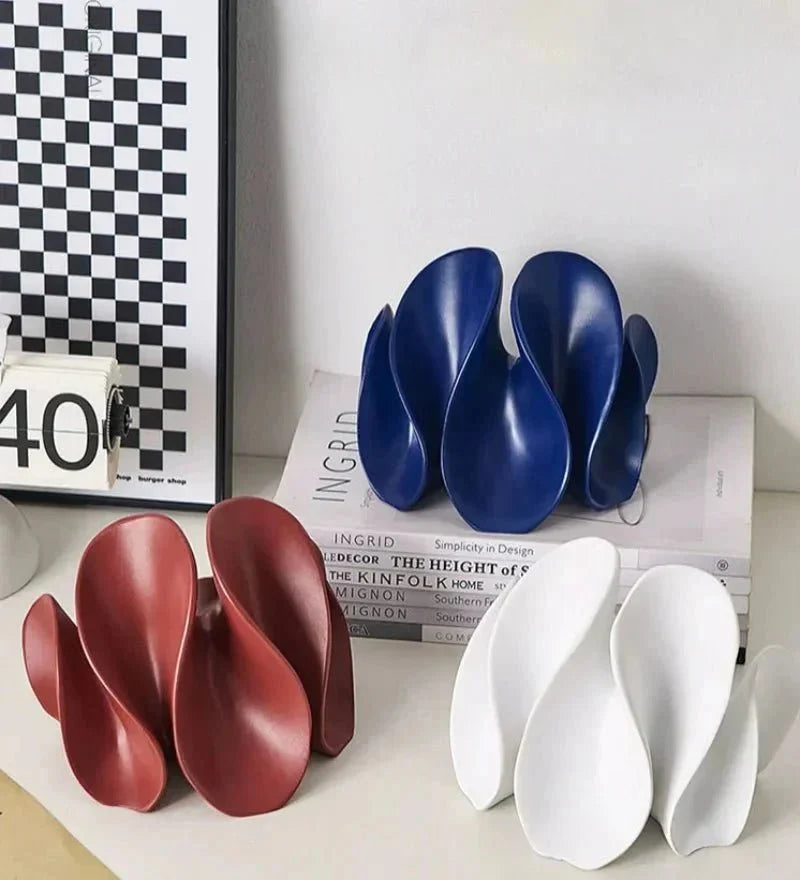 Abstract Flowing Petal Resin Sculpture and Decorative Bookend