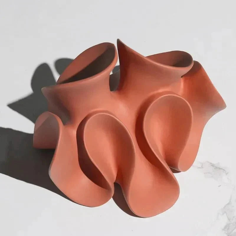 Abstract Flowing Petal Resin Sculpture and Decorative Bookend