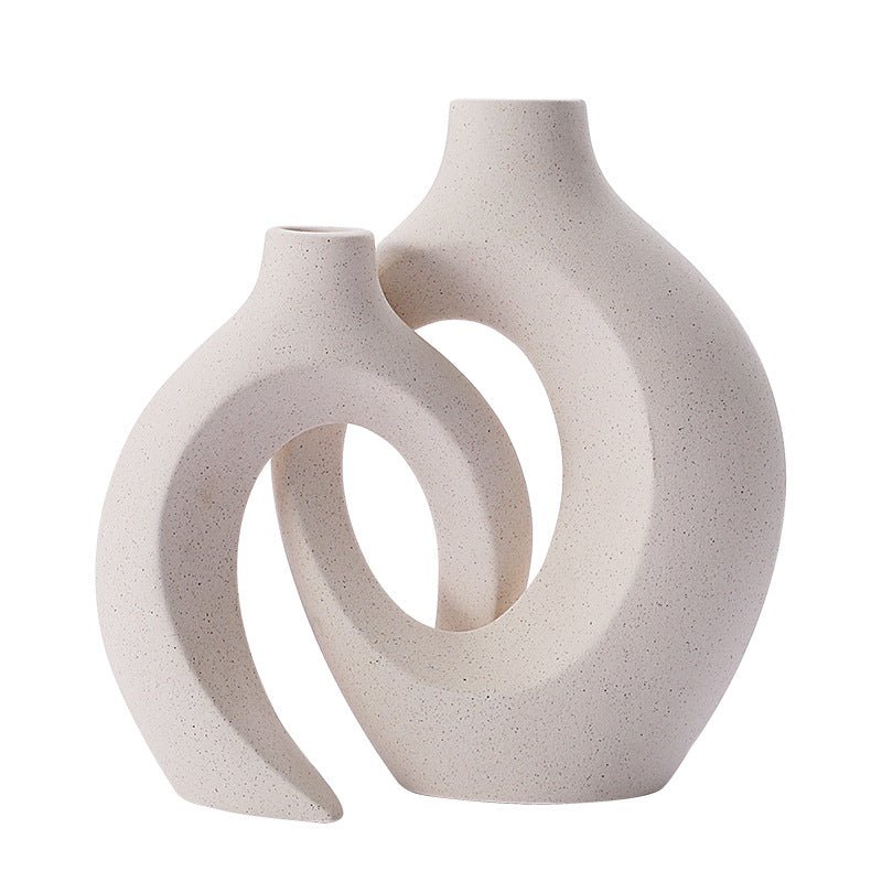 Two-Piece Abstract Interlocking Ceramic Decorative Vase Set
