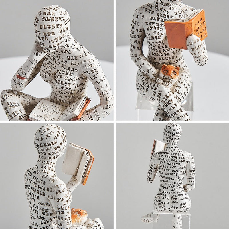 Handcrafted Abstract Humanoid Resin Sculpture in Three Poses